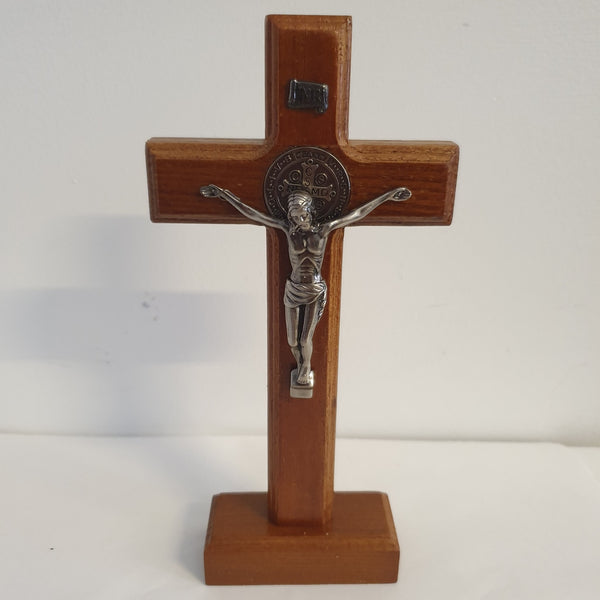 Standing St Benedict Crucifix - Wooden 24cm