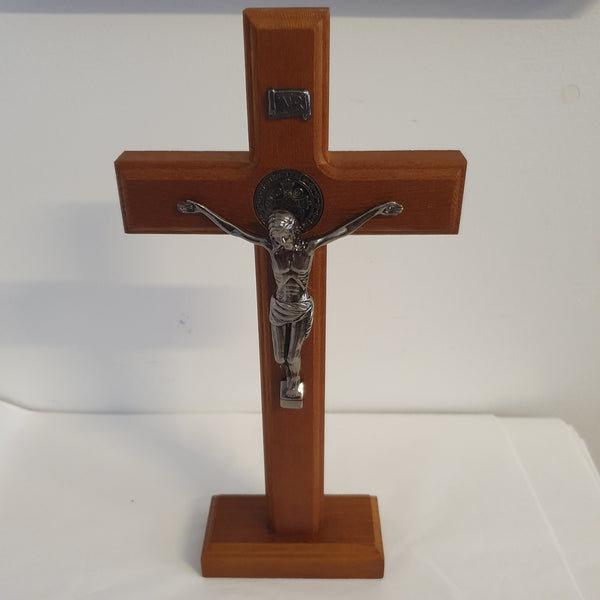Standing St Benedict Crucifix - Wooden 32cm