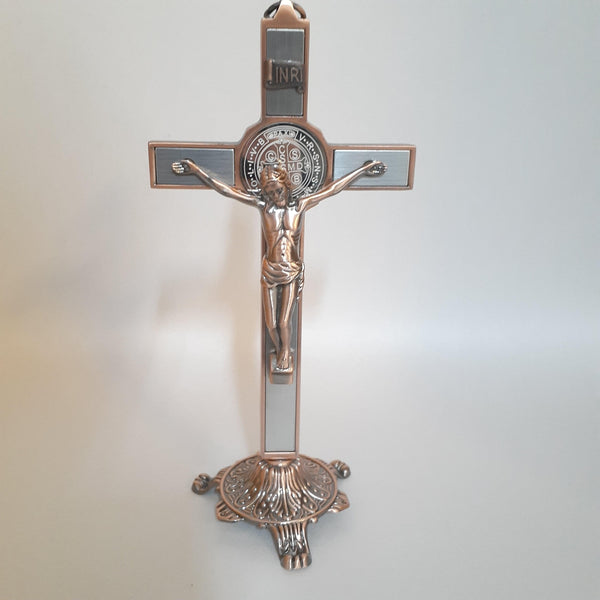 Standing St Benedict Crucifix - High Quality Bronze 20cm