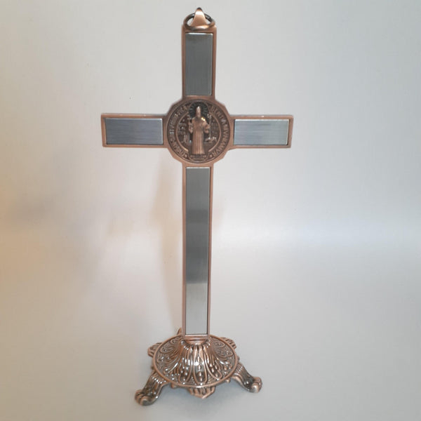 Standing St Benedict Crucifix - High Quality Bronze 20cm